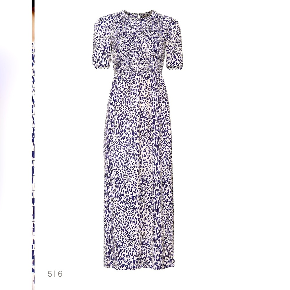 Baum Und Pferdgarten Adamaris Leopard Print Dress Silk Blend Blue Size 36/4-6